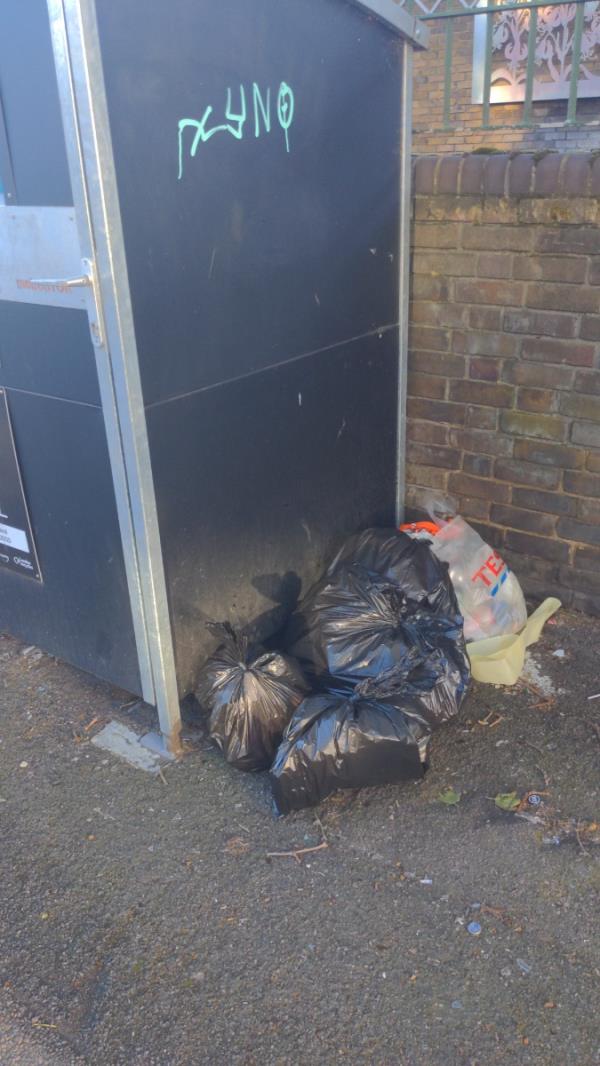 Rubbish dumped alongside the recycling bins between Arragon Rd and St Bernards Rd opposite the Boleyn medical centre in Barking Rd -Boleyn Medical Centre, 152 Barking Road, East Ham, London, E6 3BD