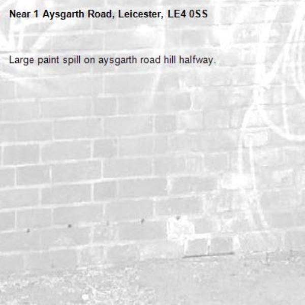 Large paint spill on aysgarth road hill halfway.-1 Aysgarth Road, Leicester, LE4 0SS
