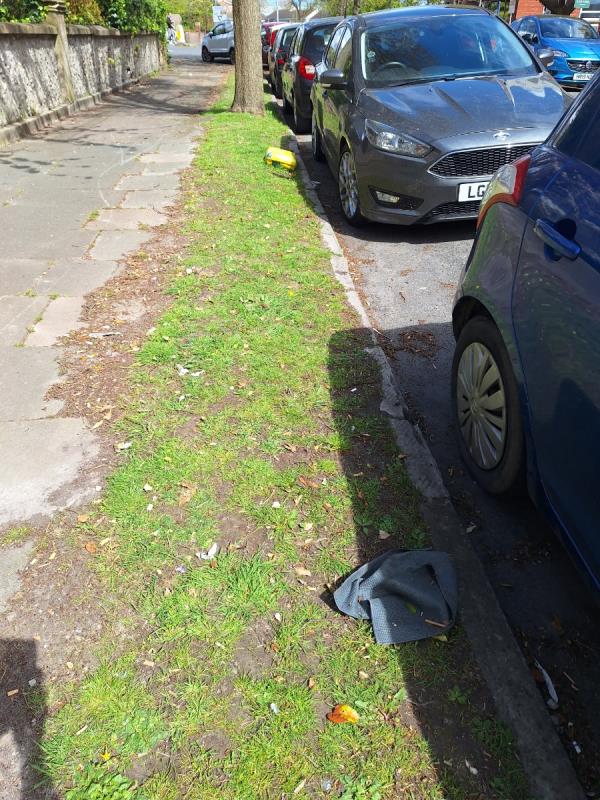 Various a.all items on verges and also behind green utilities box outside clovis ct
Cement bag and small mat to be collected on street cleaning round please-St Leonards Road, Devonshire, Eastbourne