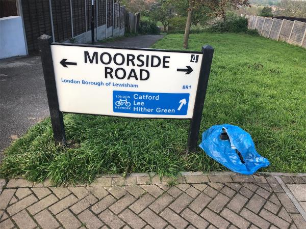 Please clear a sweepers  bag-143 Moorside Road, Bromley, BR1 5ES