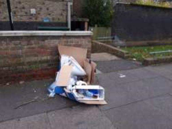 On pavement in Adelaide Avenue near to Brockley junction outside Council block. Noticed today. Please remove this toilet etc. from the street.. Reported via Fix My Street-19 Adelaide Avenue, Honor Oak Park, SE4 1YS