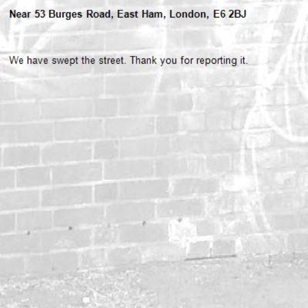 We have swept the street. Thank you for reporting it.-53 Burges Road, East Ham, London, E6 2BJ