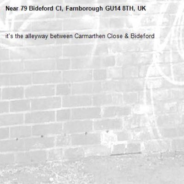 it's the alleyway between Carmarthen Close & Bideford -79 Bideford Cl, Farnborough GU14 8TH, UK