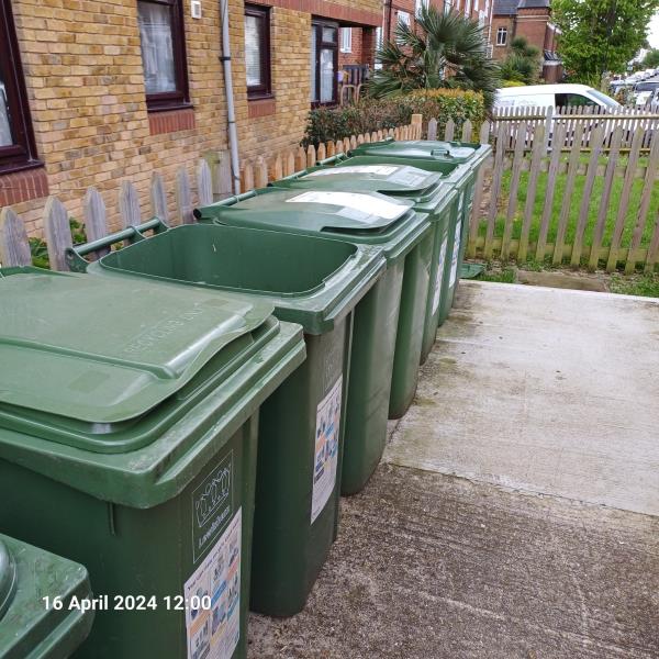 Waverley Court Sheltered Housing 3 wheelie recycling plastic bin lids need replacing missing. Please can these lids be replaced ASAP. -The Firs, 43 Venner Road, London, SE26 5EH