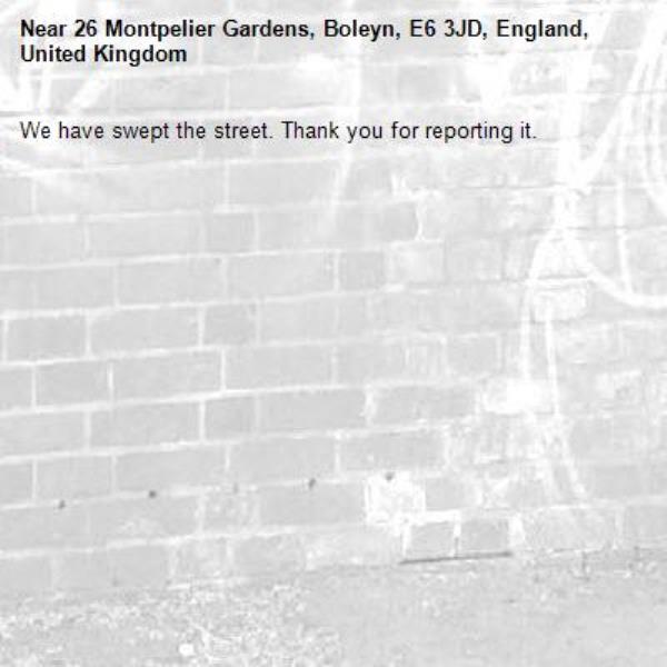 We have swept the street. Thank you for reporting it.-26 Montpelier Gardens, Boleyn, E6 3JD, England, United Kingdom