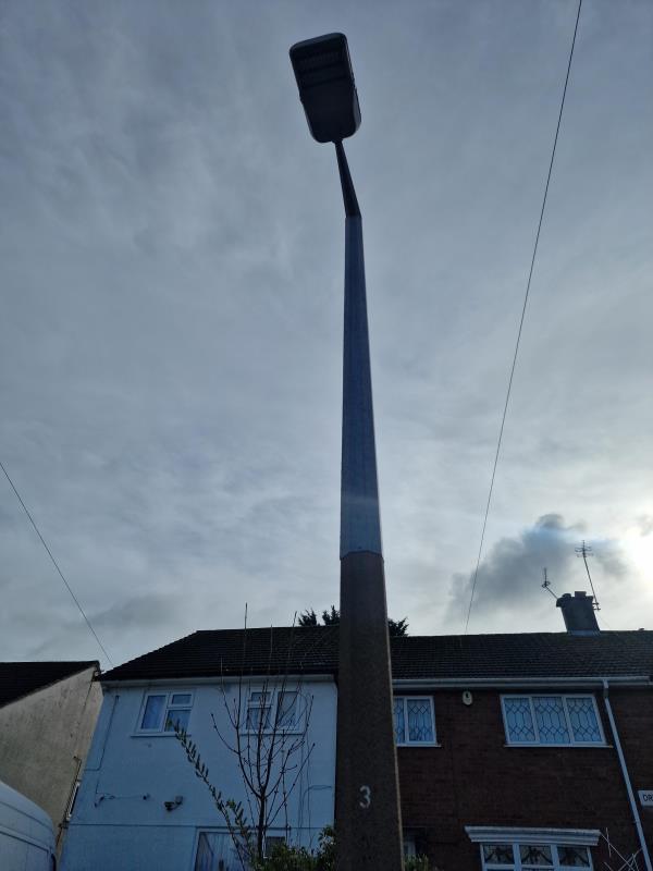 The light is not working for last 4 weeks. its so dark at night  so there are high chances of vechicle colliding with the pole-53 Drumcliff Road, Leicester, LE5 2LH