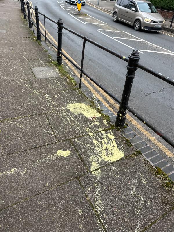 Paint in the pavement can’t fine where to report -245 Fosse Road South, Leicester, LE3 0FZ