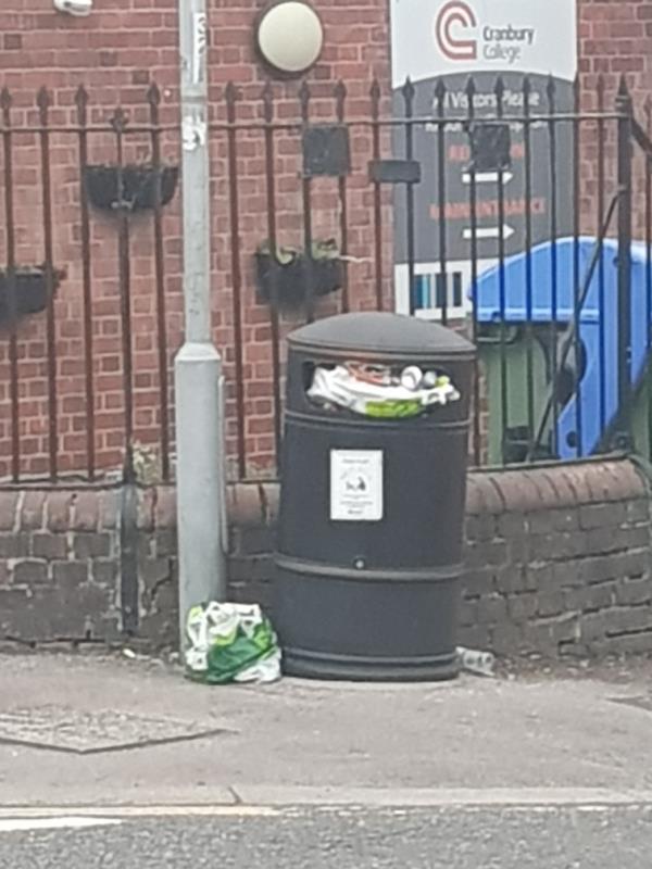 Bin full and bag of rubbish-38 Gloucester Road, Reading, RG30 2TH