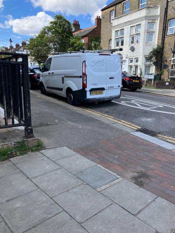 Vehicle parked on double yellow lines -1 Hazeldon Road, Crofton Park, London, SE4 2DD