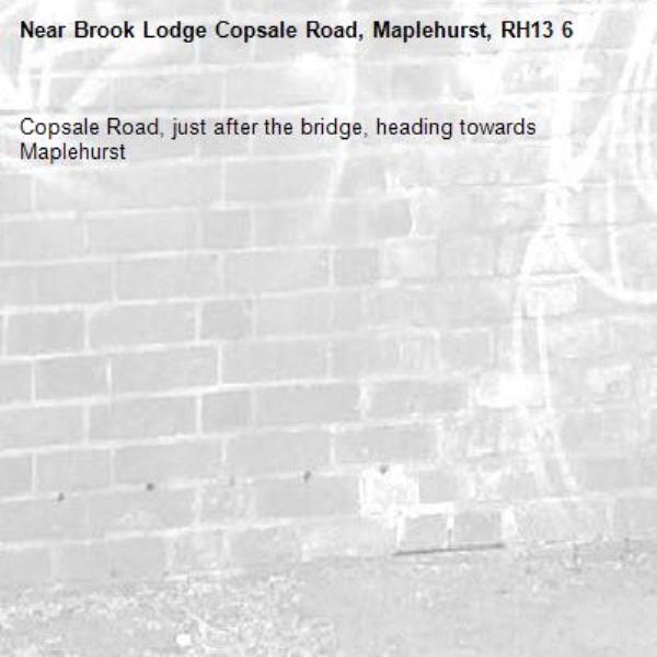 Copsale Road, just after the bridge, heading towards Maplehurst-Brook Lodge Copsale Road, Maplehurst, RH13 6