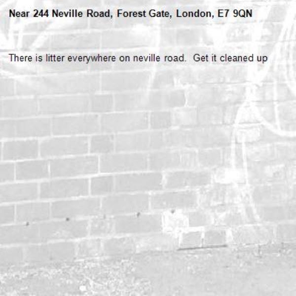 There is litter everywhere on neville road.  Get it cleaned up-244 Neville Road, Forest Gate, London, E7 9QN