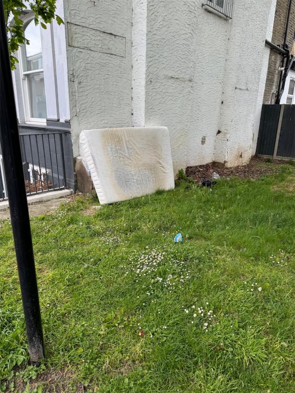 Dumped mattress -Flat 1, Elmsdown House, 81 Portway, Stratford, London, E15 3QJ