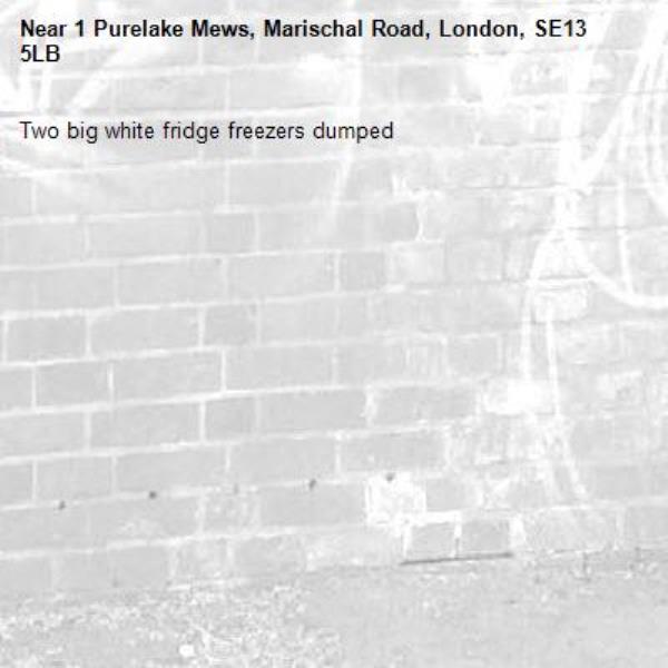 Two big white fridge freezers dumped-1 Purelake Mews, Marischal Road, London, SE13 5LB