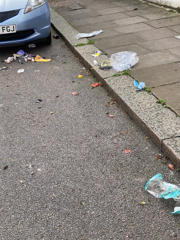 Stuff scattered over street on bin
Collection day. Bad mess left by binmen. Wasn’t here yesterday-110 Salcott Road, London, SW11 6DG