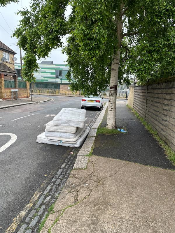 4 dumped mattresses please clear thank you -Sahan Preschool Day Nursery, 12 Stukeley Road, Forest Gate, London, E7 9QZ