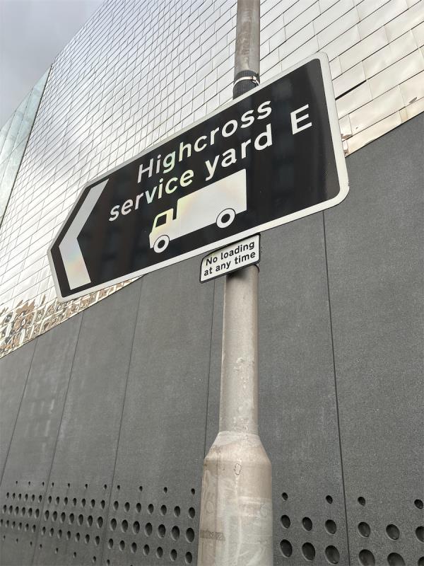 Sign to Highcross Yard E is pointing down Vaughn Way towards St Margaret’s  bus station. 
Needs repositioning please. 
It’s causing issues with cars thinking it’s a car park. -The Wullcomb, 83 Vaughan Way, Leicester, LE1 4SG