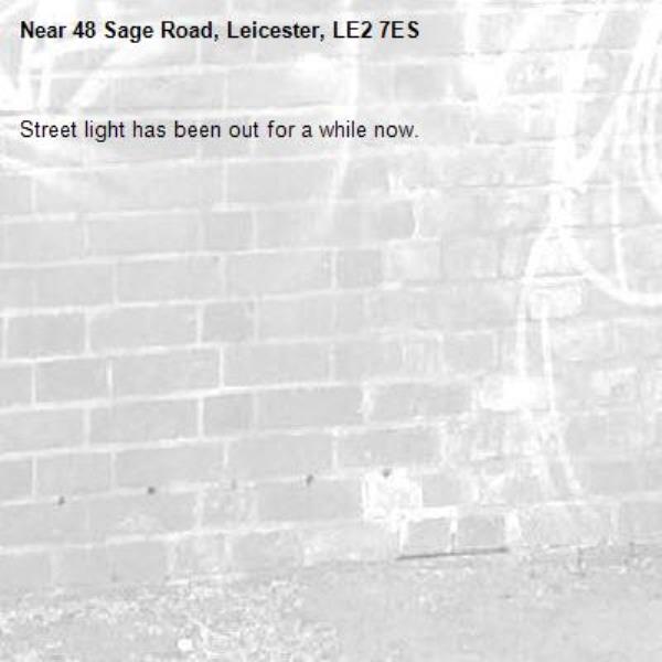 Street light has been out for a while now.-48 Sage Road, Leicester, LE2 7ES