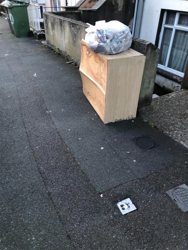 This cupboard has been reported 3 times already out 16 Neville Road and is attracting more items to be dumped -First Floor Flat, 15 Neville Road, Forest Gate, London, E7 9QU