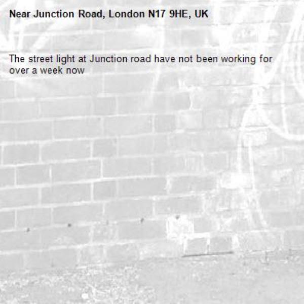 The street light at Junction road have not been working for over a week now-Junction Road, London N17 9HE, UK