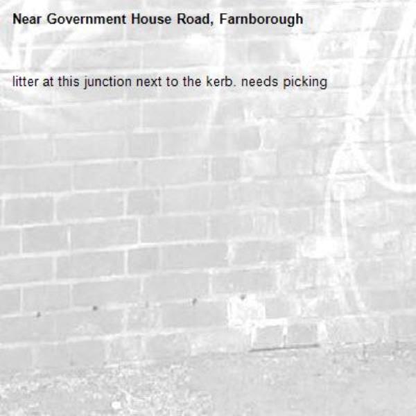 litter at this junction next to the kerb. needs picking-Government House Road, Farnborough