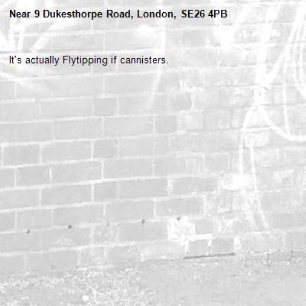 It's actually Flytipping if cannisters. I find it difficult to find a basic Flytipping option -9 Dukesthorpe Road, London, SE26 4PB