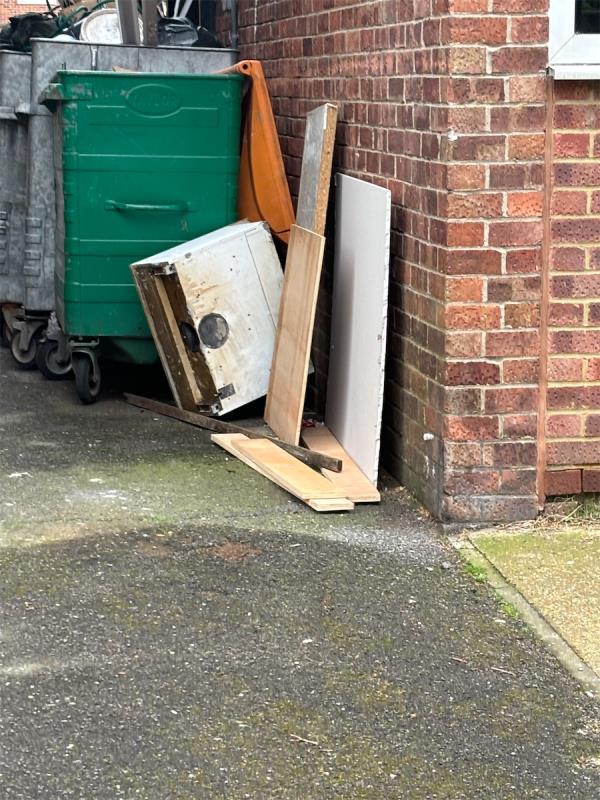All this wood and now a boiler has been there since last Saturday’ I’ve reported this a few times and it’s not getting picked up -16 Chenappa Close, Plaistow, London, E13 8DZ