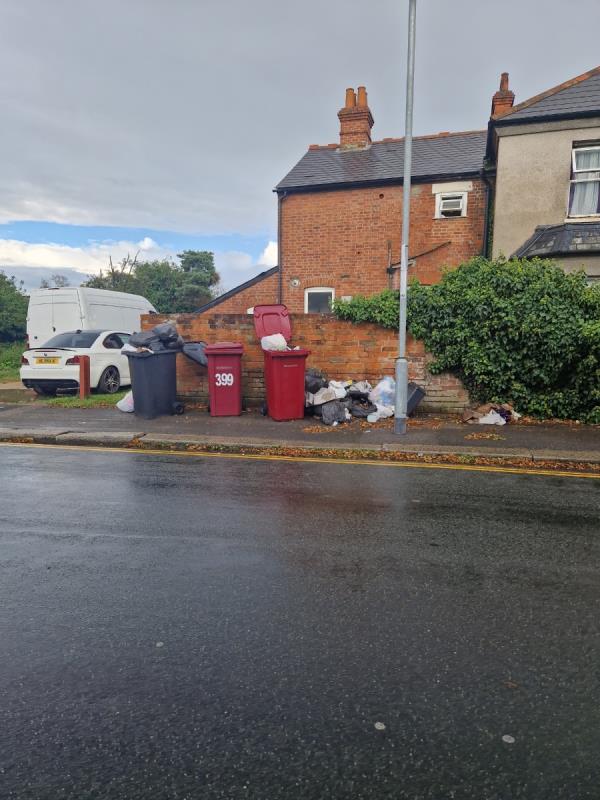 Dumped household rubbish and overflowing bins. -2 Liverpool Road, Reading, RG1 3PG