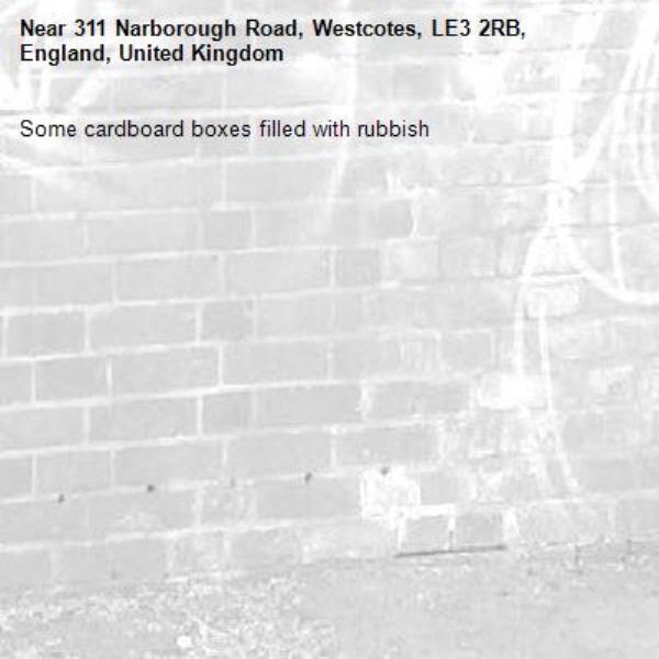 Some cardboard boxes filled with rubbish-311 Narborough Road, Westcotes, LE3 2RB, England, United Kingdom