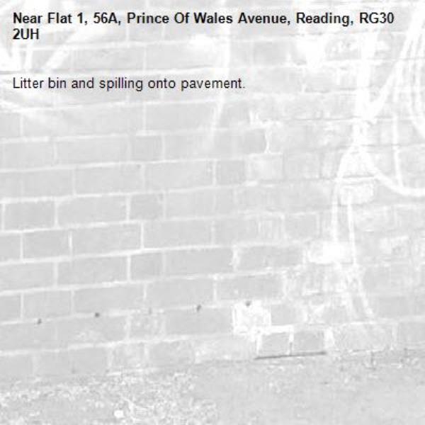 Litter bin and spilling onto pavement.-Flat 1, 56A, Prince Of Wales Avenue, Reading, RG30 2UH