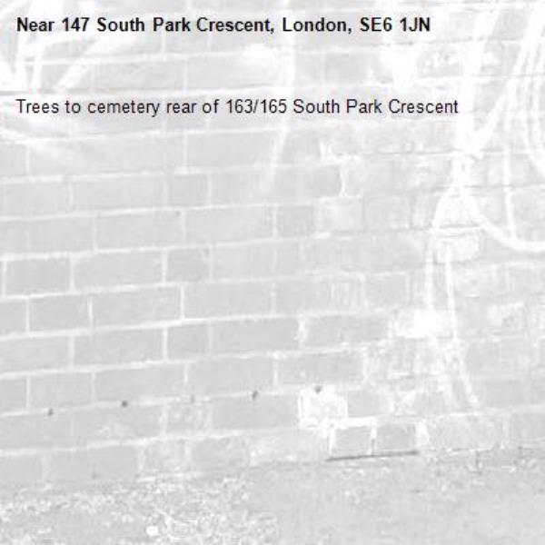 Trees to cemetery rear of 163/165 South Park Crescent-147 South Park Crescent, London, SE6 1JN