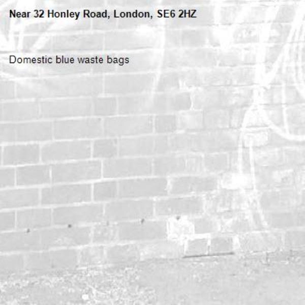 Domestic blue waste bags -32 Honley Road, London, SE6 2HZ