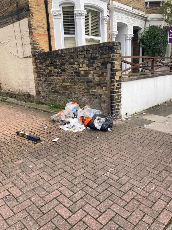 Bin bags dumped at 1 lindore rd parking bay-Lindore Road, Battersea, London