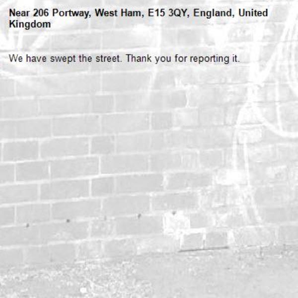 We have swept the street. Thank you for reporting it.-206 Portway, West Ham, E15 3QY, England, United Kingdom