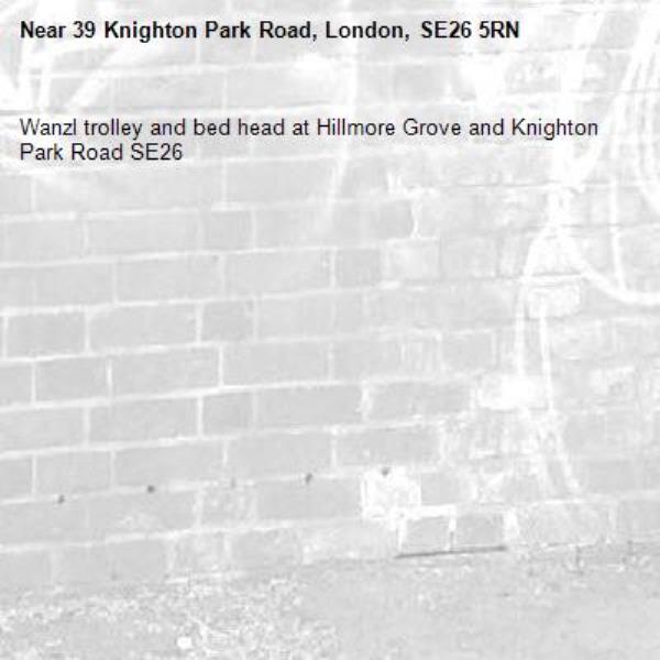 Wanzl trolley and bed head at Hillmore Grove and Knighton Park Road SE26-39 Knighton Park Road, London, SE26 5RN