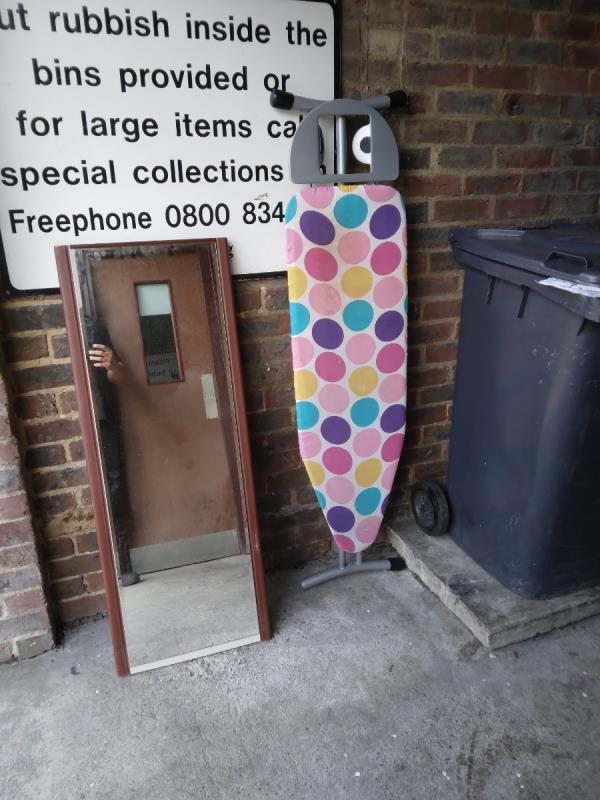 Flytipped mirror and ironing board back of 26 Granville Road -24 Granville Road, Reading, RG30 3QD
