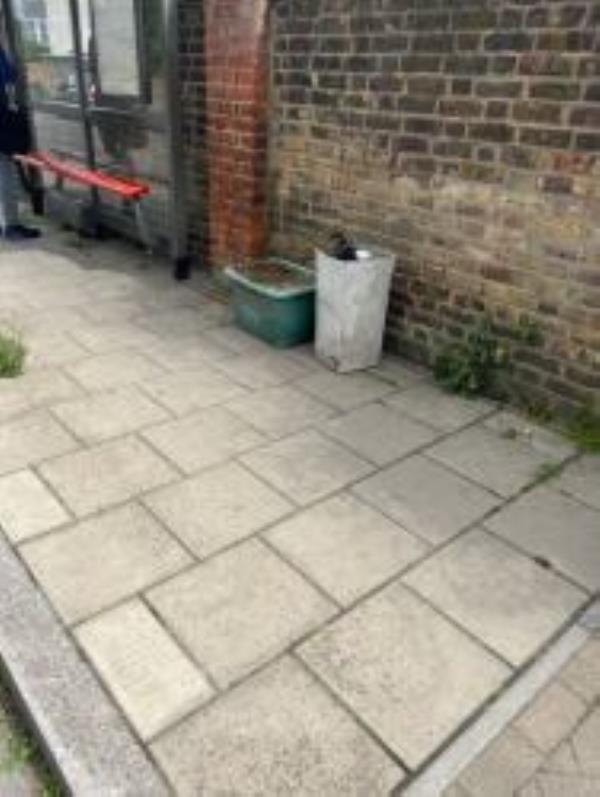 Torridon Road. By bus stop
Please clear two bins full of mud.-365 Hither Green Lane, London, SE13 6TW
