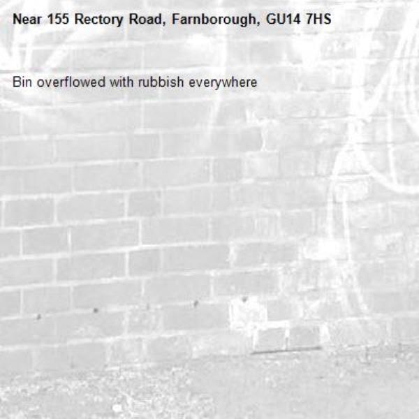 Bin overflowed with rubbish everywhere-155 Rectory Road, Farnborough, GU14 7HS