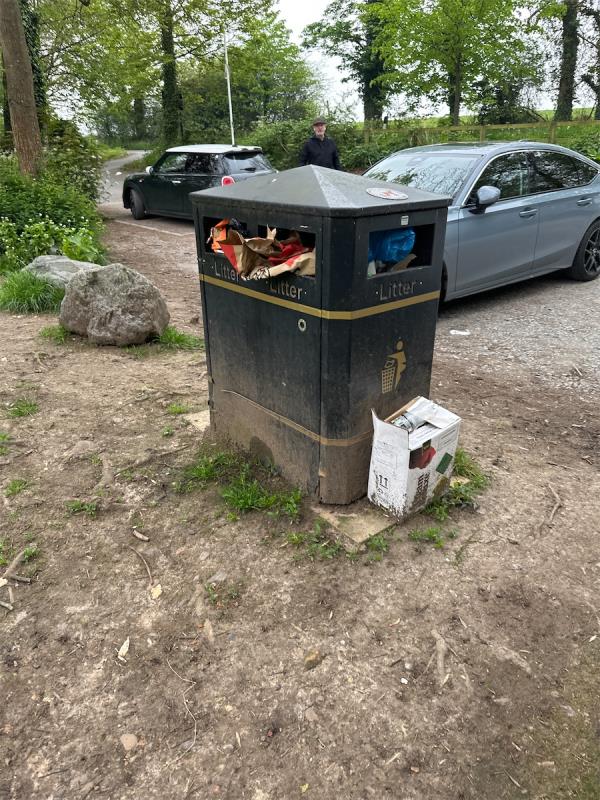 Bins are all full at the arboretum and have been for over a wk. Litter constantly left in car park . Please come and empty bins -Shady Lane, Leicester