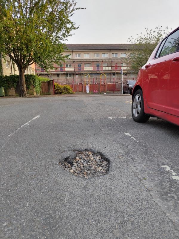 This dangerous pot hole has been reported for months. Kids play area and people always swerving.
Please repair IMMEDIATELY. -10 South Molton Road, Canning Town, London, E16 1PE