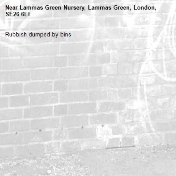 Rubbish dumped by bins-Lammas Green Nursery, Lammas Green, London, SE26 6LT