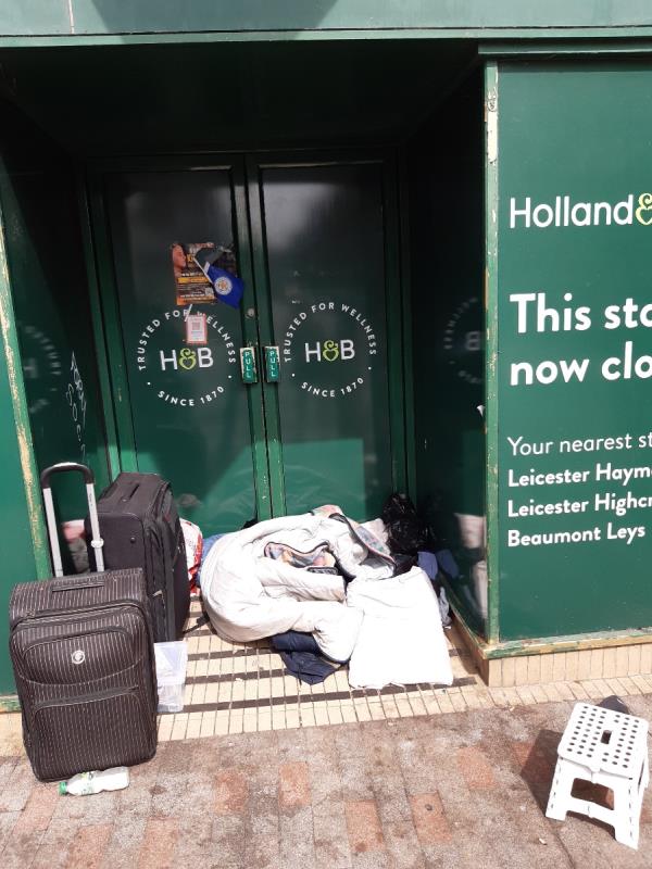 Homeless detritus -22-24 Horsefair Street, Leicester, LE1 5BN