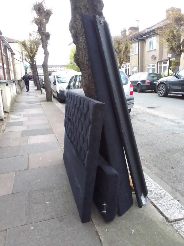 This bed has been there for weeks need to be removed -22 Kings Road, East Ham, London, E6 1DY