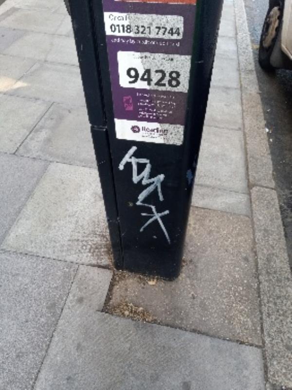 Graffiti on the parking ticket machine removed -Kennet House, 80 King's Rd, Reading RG1 3FE, UK