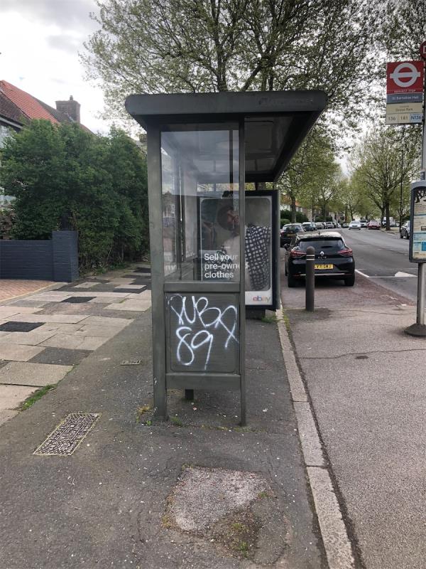 Remove graffiti from bus shelter-165 Downham Way, Bromley, BR1 5EL