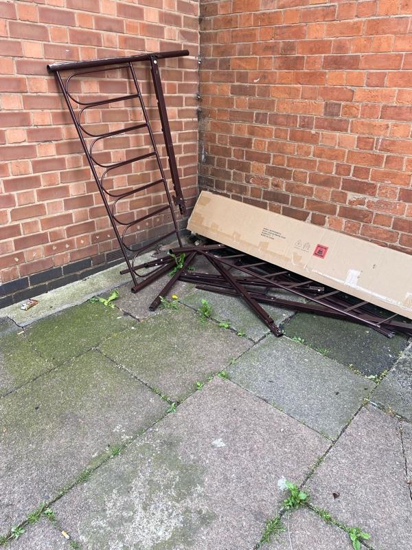 Dumped bed frames. -99 Western Road, Leicester, LE3 0GF