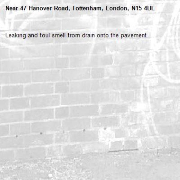 Leaking and foul smell from drain onto the pavement -47 Hanover Road, Tottenham, London, N15 4DL