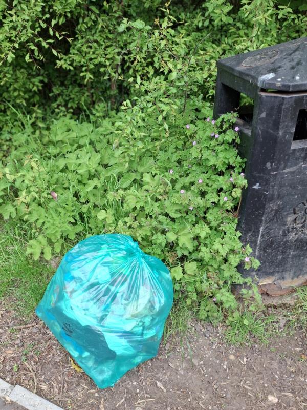 One bag mixed litter left at bin -50 Gilmorton Avenue, Leicester, LE2 9GZ