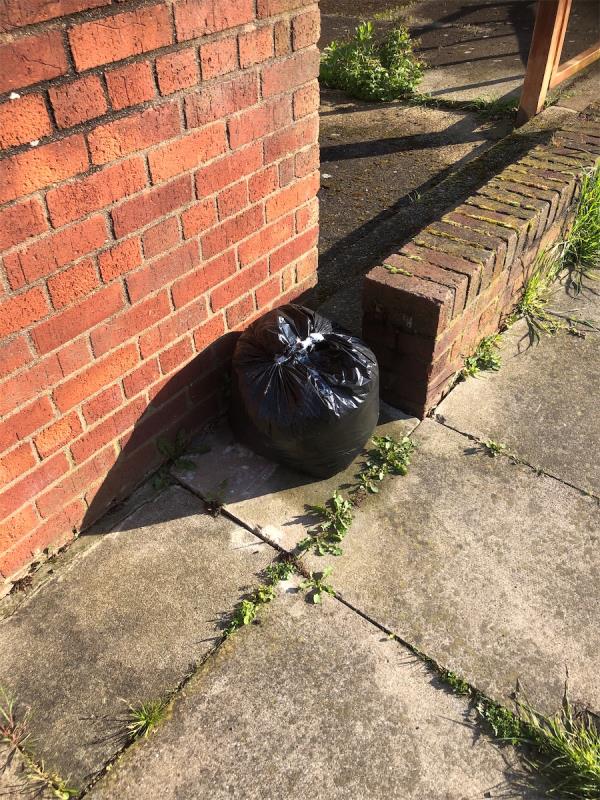 Please clear a flytip black bag of domestic waste-45 Aldersgrove Avenue, Grove Park, London, SE9 4PH