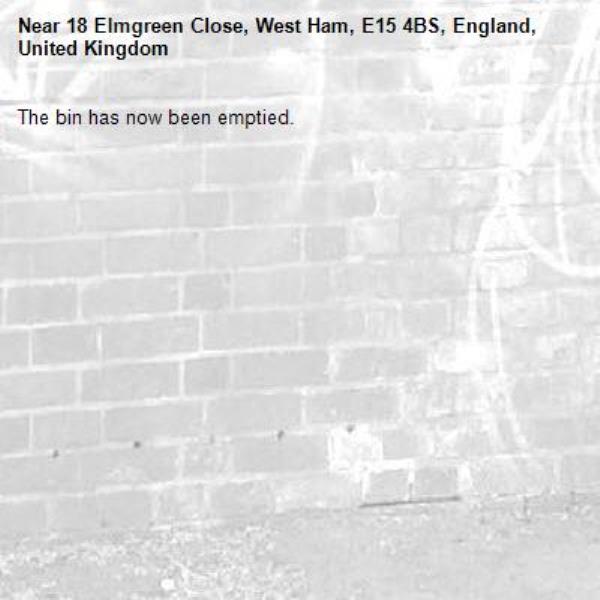 The bin has now been emptied.-18 Elmgreen Close, West Ham, E15 4BS, England, United Kingdom
