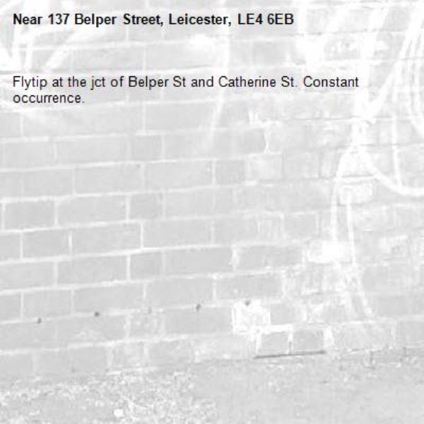Flytip at the jct of Belper St and Catherine St. Constant occurrence.-137 Belper Street, Leicester, LE4 6EB